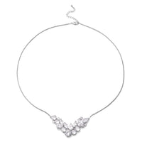 Simulated Diamond Chevron Shape Necklace 20 Inches in Silvertone