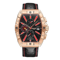 GAMAGES OF LONDON Limited Edition Hand Assembled Galactic Automatic Movement Genuine Leather Strap Watch in Black (43mm)
