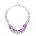 Simulated Peacock Pearl and White Austrian Crystal Necklace 20 Inches in Silvertone - Sticky add to cart bar