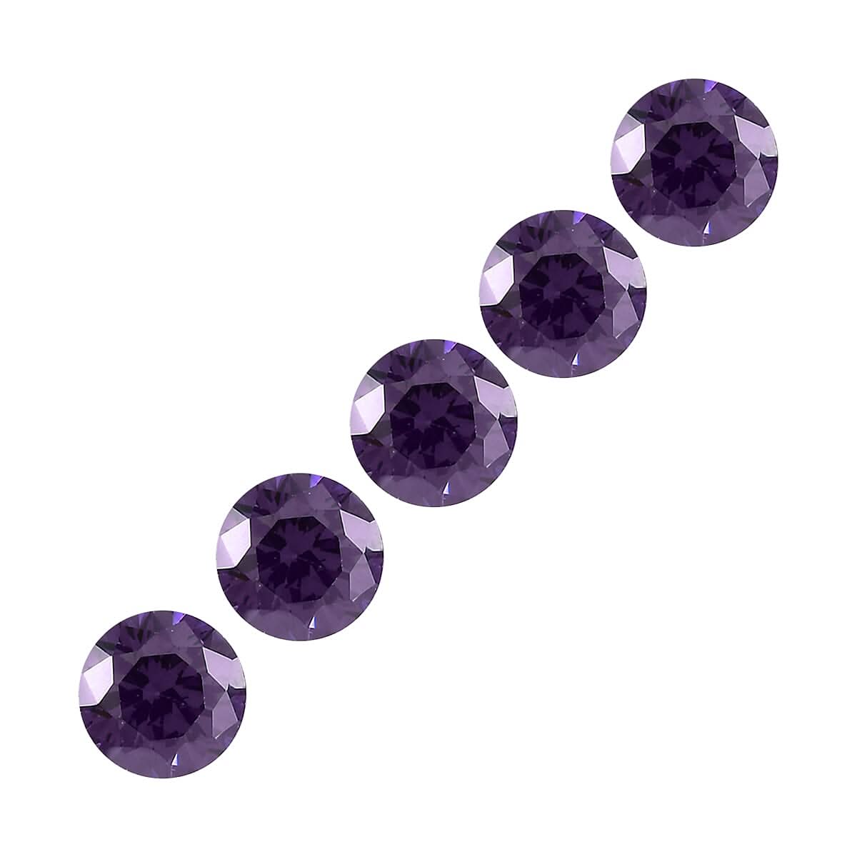 Simulated Amethyst Diamond Set of 5 (Rnd 4.5 mm) 3.06 ctw