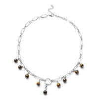Lapis Lazuli 8-10 mm Necklace 20 Inches in Stainless Steel 32.00 ctw