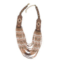Beige and Brown Seed Beads Multi Layered Twisted Neclace - Sticky add to cart bar
