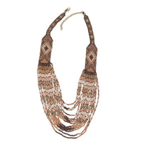 Beige and Brown Seed Beads Multi Layered Twisted Neclace