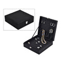 Black Velvet & MDF Jewelry Box with Latch Clasp 7.9"x7.9"x2.6") (11 Ring Slot, 6 Hooks for Necklace, Pocket) - Sticky add to cart bar