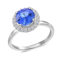 Iliana 18K White Gold AAA Tanzanite, Diamond (G-H, SI) (0.35 cts) Halo Ring 1.80 ctw - Sticky add to cart bar