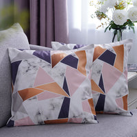HOMESMART Set of 2 White & Coffee Geometric Front Digital Printed Cushion Cover