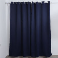 Set of 2 Gray Solid Blackout Curtain with 8 Metal Rings (52"x96")