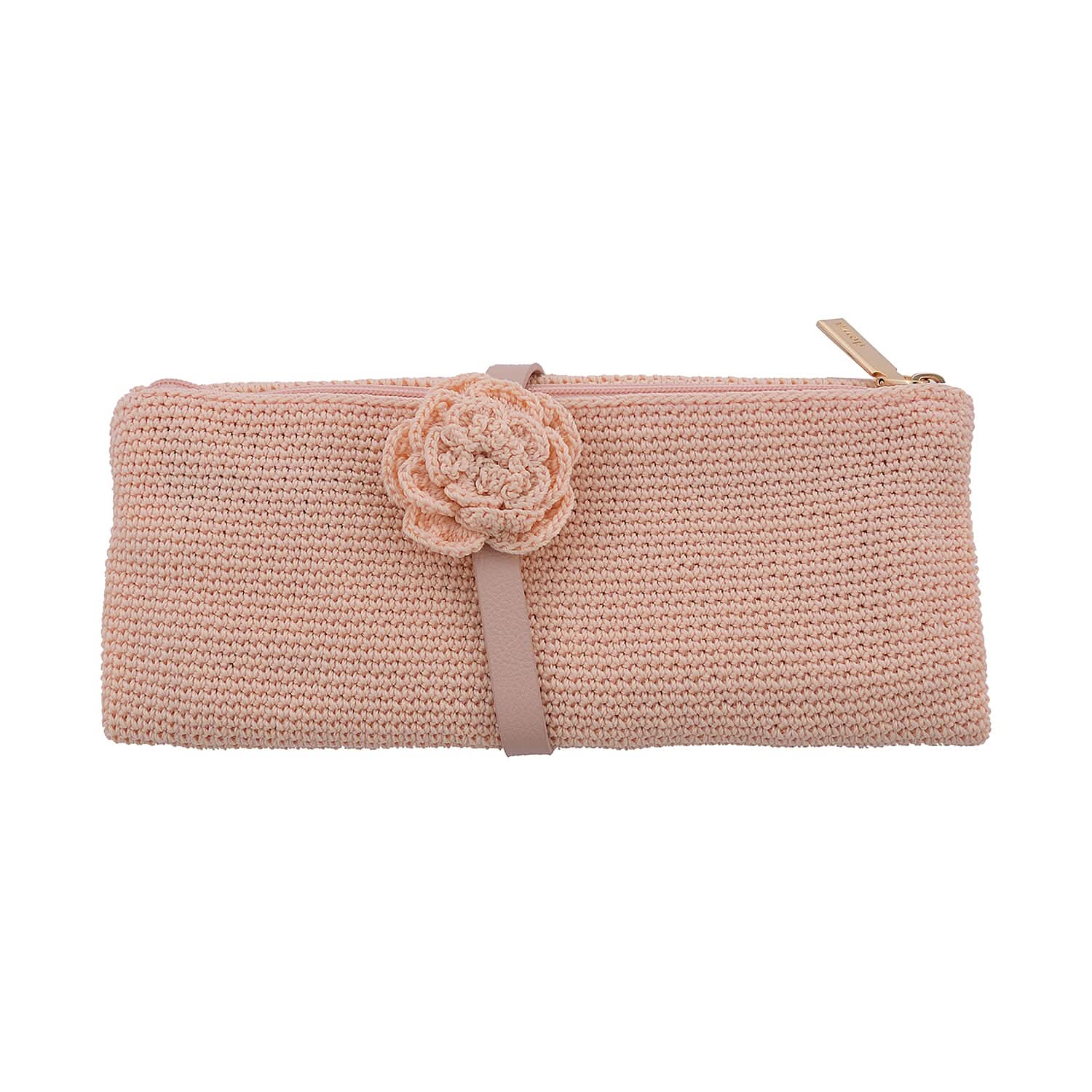 DOWA Dark Blue 100% Nylon Handwoven with Leather Clutch