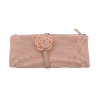 DOWA Dark Blue 100% Nylon Handwoven with Leather Clutch