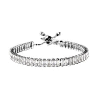 Simulated White Diamond Bolo Bracelet in Silvertone