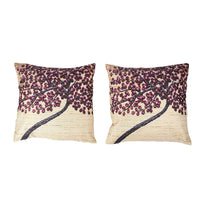 HOMESMART Set of 2 Beige & Burgundy Floral Tree Pattern 100% Polyester Cushion Cover