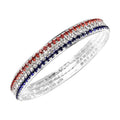 Multi Color Austrian Crystal American Flag Color Bangle Bracelet in Silvertone (8.25 in) - Sticky add to cart bar