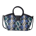 Hong Kong Closeout Collection Black, Blue and Green Snakeskin Print Genuine Leather Convertible Bag (16"x5"x8.66") - Sticky add to cart bar