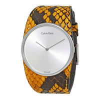CALVIN KLEIN Spellbound Swiss Movement Blue Snake Embossed Genuine Leather Strap Watch in Stainless Steel (39mm)