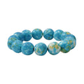 BANGKOK DESIGNER INSPIRED CLOSEOUT DEAL Turquoise Blue Impression Jasper 12mm Beaded Stretch Bracelet 150.00 ctw - Sticky add to cart bar