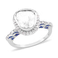 Polki Diamond Ring in Platinum Over Sterling Silver - Sticky add to cart bar