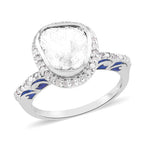 Polki Diamond Ring in Platinum Over Sterling Silver