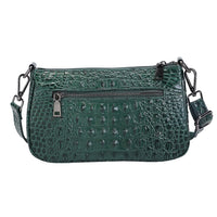 Black Crocodile Skin Pattern Genuine Leather Hobo Bag (10.24"x3.54"x5.9")