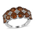 NY Closeout Ratnapura Hessonite Garnet and White Zircon Ring in Rhodium Over Sterling Silver 3.75 ctw - Sticky add to cart bar