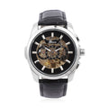 GENOA Automatic Mechanical Movement Watch with Black Skeleton Dial & Black Leather Strap - Sticky add to cart bar