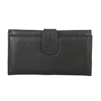 PASSAGE Black Genuine Leather RFID Tri-Fold Wallet (8.5"x4.5"x.5'')