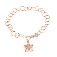 14K YG Over Sterling Silver Diamond Cut Turtle Link Bracelet (7.50 In) (3 g)