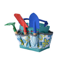 Set of 4 Garden Tools - Green Tote Bag (9.84"x5.91") Trowel (7.84"x2.56") Shovel (8.67"x2.28") Rake (5.71"x2.56")