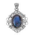 Bali Legacy Malagasy Labradorite Carved Pendant in Sterling Silver 7 Grams 20.00 ctw - Sticky add to cart bar