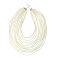 Simulated White Color Pearl Multi Strand Necklace 21-24 Inches in Silvertone - Sticky add to cart bar