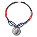 Hematite Carved, Shungite, Red Lepidisis Olapa and Lapis Beaded Necklace with Lion Pendant 18 Inches in Rhodium Over Sterling Silver 446.50 ctw - Sticky add to cart bar