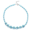 Simulated Blue Pearl and Glass Beaded Necklace 20-22 Inches in Silvertone - Sticky add to cart bar