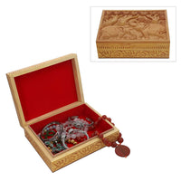 Haldu Wood Made Hand Carved Elephant Embossed Carved Storage Box (8"x6"x2.5")