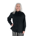 DUBGEE by Whoopi Goldberg Black Woven Button-up Shirt with Button Trim Sleeves - L - Sticky add to cart bar