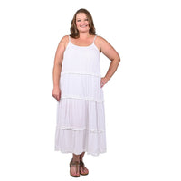 JOVIE White Tiered Spaghetti Strap Dress - XL