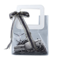 Black Gift Bag with Little Rabbit Doll, Ambient Lighting and Raffia (6.89"x3.74"x7.68")