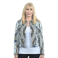 HAZAN Blue Moroccan Print Blazer - L