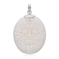 BALI GODDESS Carved Bone Pendant in Sterling Silver