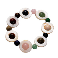 Mother of Pearl and Multi Gemstone Elastic Stretch Bracelet 168.00 ctw