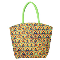 Blue & White 100% Natural Jute Pineapple Printed Tote with Polyester Interior (18.5"x5"x13")