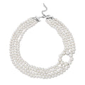 Simulated Pearl Multi Row Necklace 22-24 Inches in Silvertone - Sticky add to cart bar