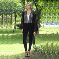 JOVIE Black Lace Long Sleeve Maxi Cardigan (45"x23"x18")