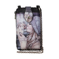 Beige Butterfly and Eiffel Tower Pattern Faux Leather Cell Phone Bag (4.13"x7.09") with Shoulder Strap - Sticky add to cart bar