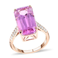 Iliana 18K Rose Gold AAA Patroke Kunzite, Diamond (G-H, SI) Ring (Size 7.0) 12.00 ctw
