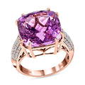 Certified & Appraised ILIANA 18K Rose Gold AAA Patroke Kunzite, Diamond (G-H, SI) Ring (Size 7.0) (6.45 g) 16.90 ctw - Sticky add to cart bar