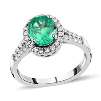 Certified and Appraised RHAPSODY 950 Platinum AAAA Boyaca Colombian Emerald and E-F VS Diamond Ring (Size 6.0) 6.15 Grams 2.35 ctw