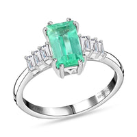 Certified & Appraised Rhapsody AAAA Boyaca Colombian Emerald and E-F VS Diamond 2.10 ctw Ring in 950 Platinum (Size 6.0) 4.75 Grams