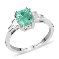 Certified & Appraised Rhapsody 950 Platinum AAAA Boyaca Colombian Emerald, Diamond (E-F, VS) Ring (Size 7.0) (4.65 g) 1.30 ctw