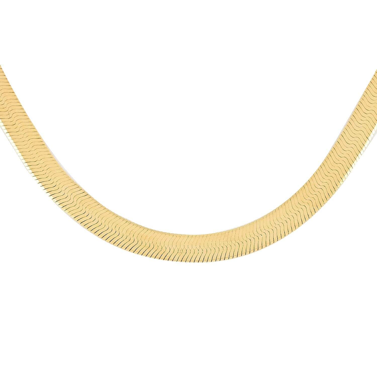 Italian 10K Yellow Gold 5mm Herringbone Chain Necklace 18 Inches 7.7 Grams