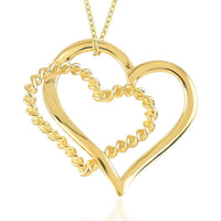 10K Yellow Gold Dangling Double Hearts Necklace 16 Inches 2.10 Grams