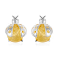 Yellow Amber Insect Ball Stud Earrings in Sterling Silver - Sticky add to cart bar